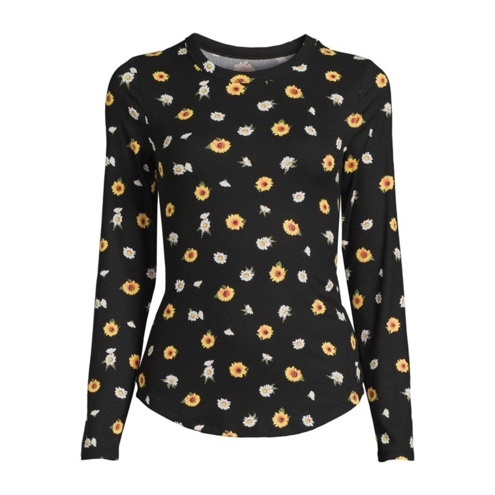 No Boundaries Juniors' Crew Ribbed Long Sleeve Tee